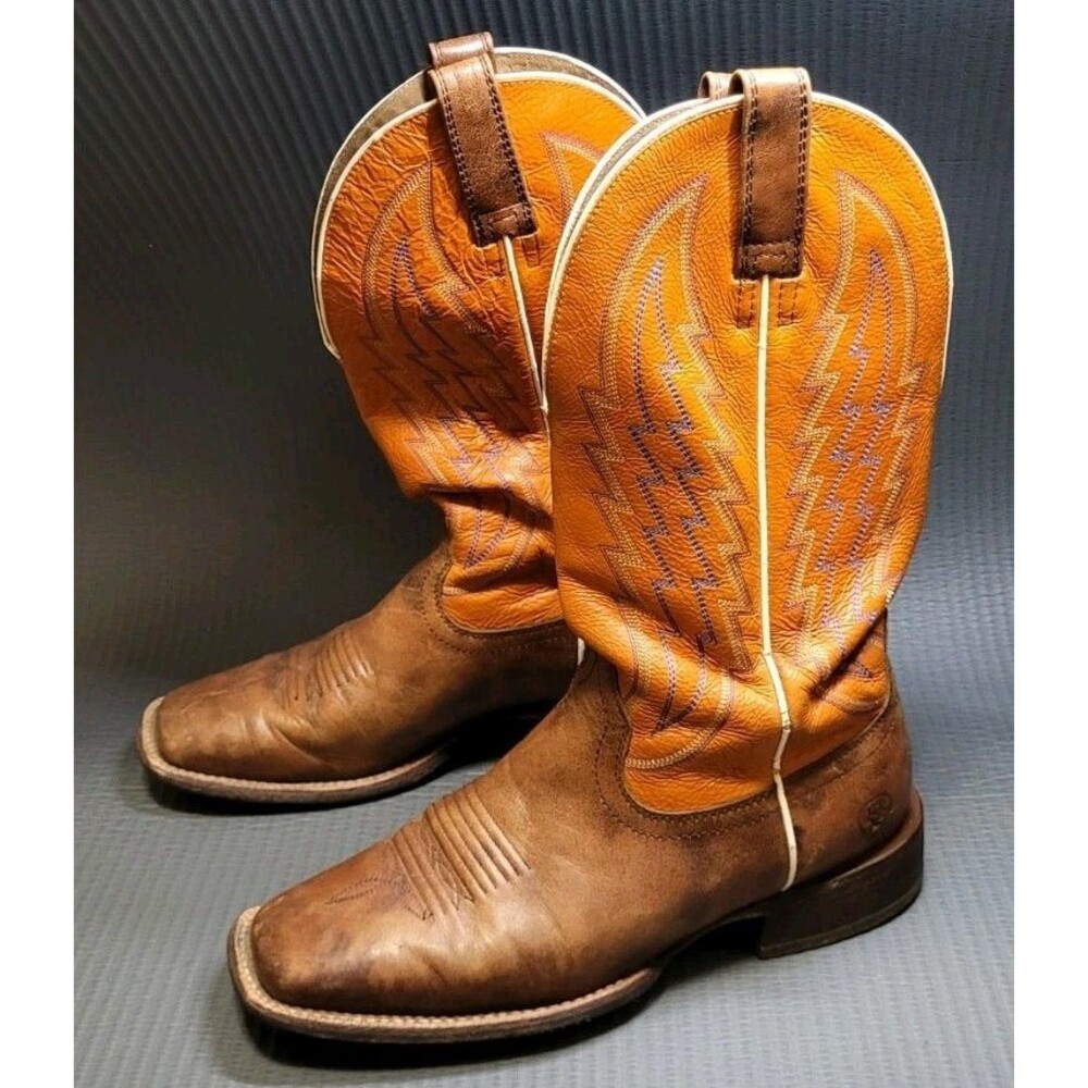 Ariat Circuit Stride Firecracker Orange Leather Men Cowboy Western Boot Sz 8.5 D